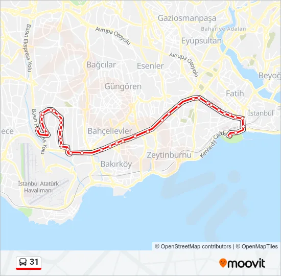 31 Bus Line Map