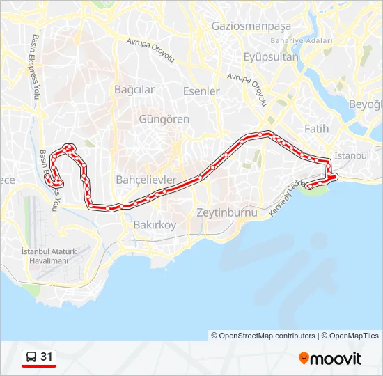 31 Bus Line Map