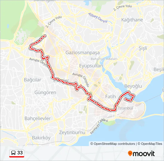 33 Bus Line Map