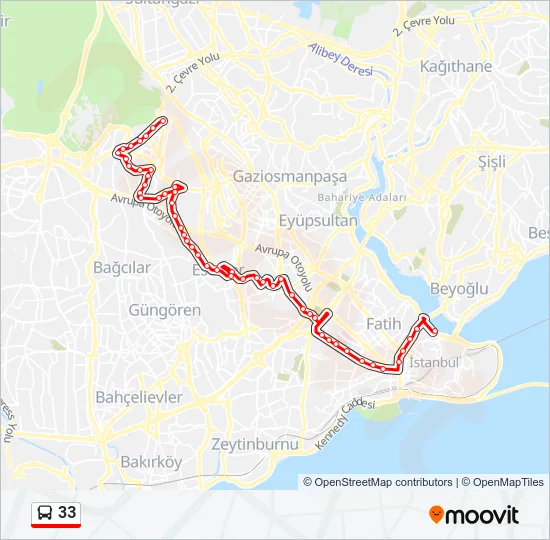 33 Bus Line Map