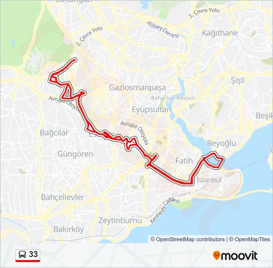 33 Bus Line Map