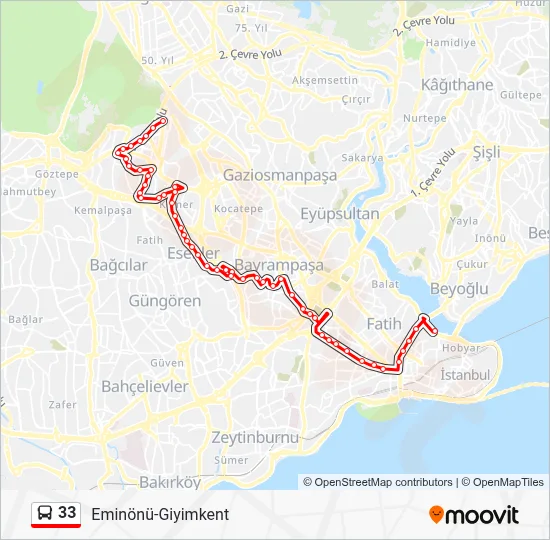 33 Route: Schedules, Stops & Maps - Eminönü-Giyimkent (Updated)