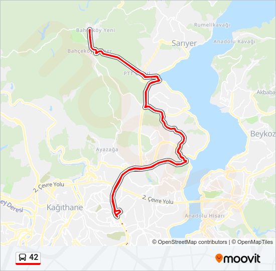 42 otobüs Hattı Haritası