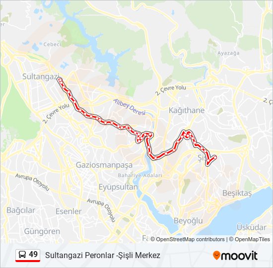 49 otobüs Hattı Haritası