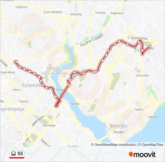 55 Bus Line Map