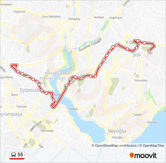 55 Bus Line Map