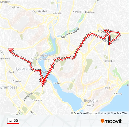 55 Bus Line Map