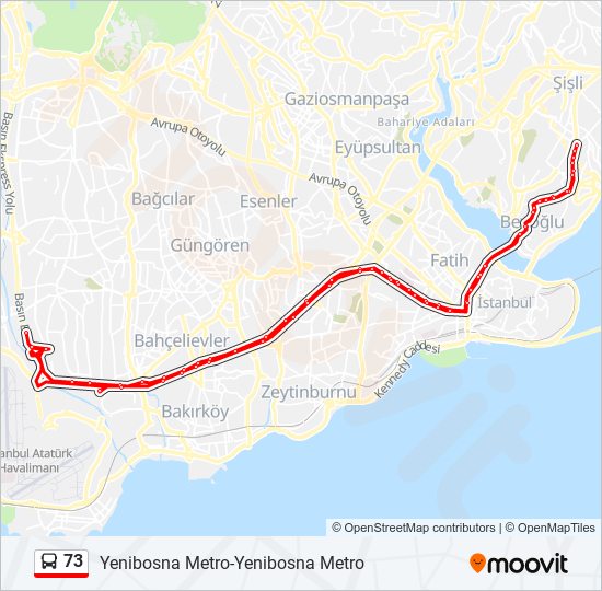 73 bus Line Map