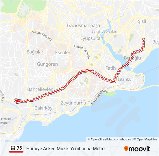 73 bus Line Map