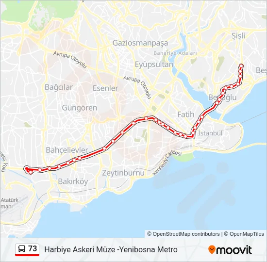 73 Bus Line Map