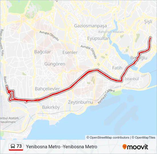 73 Bus Line Map