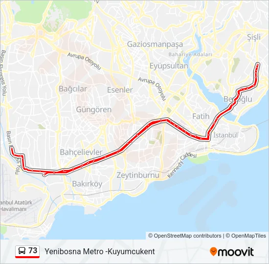 73 Bus Line Map