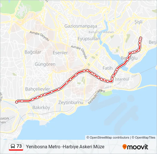 73 Bus Line Map