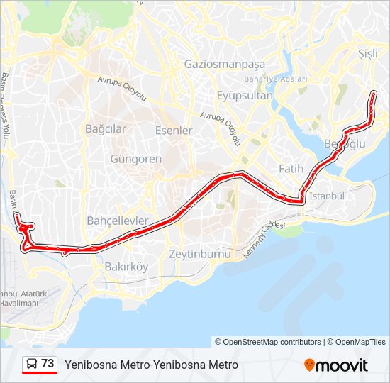 73 bus Line Map