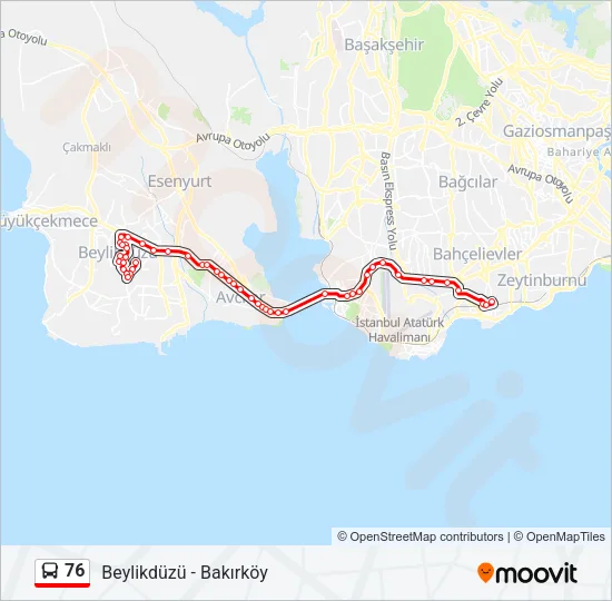 76 Bus Line Map