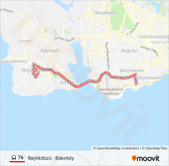 76 Bus Line Map