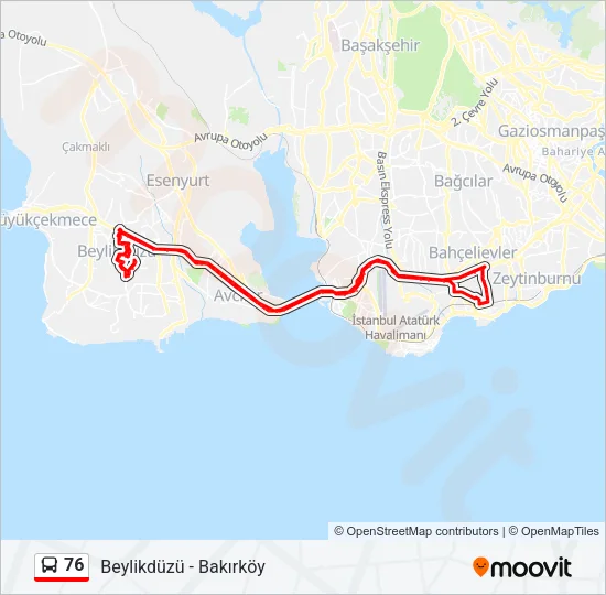 76 Bus Line Map