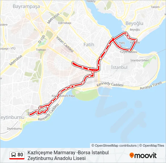 80 Bus Line Map