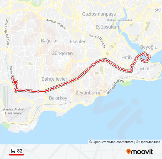 82 Bus Line Map