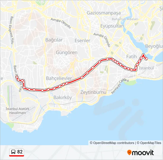 82 Bus Line Map