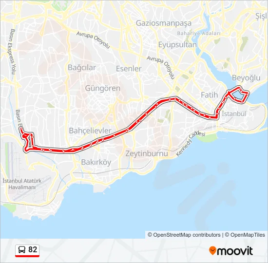 82 Bus Line Map