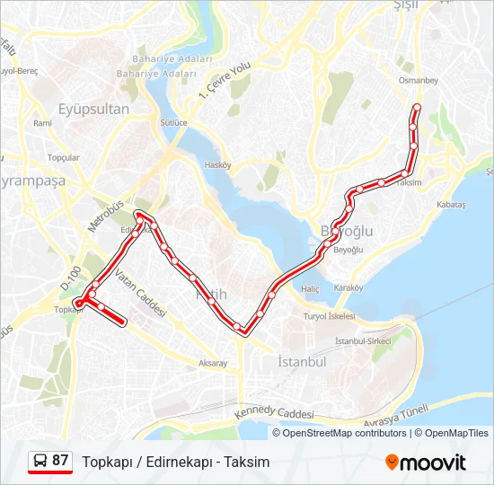 87 Bus Line Map