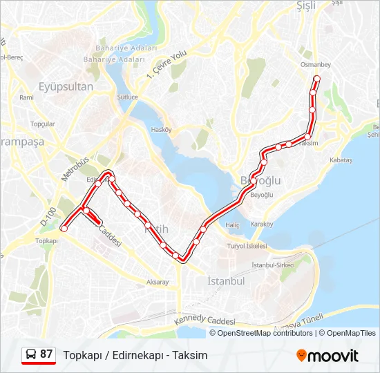 87 Bus Line Map
