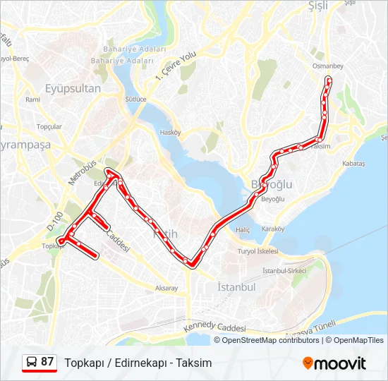 87 Bus Line Map