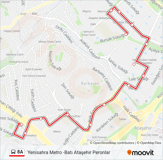 8A Bus Line Map