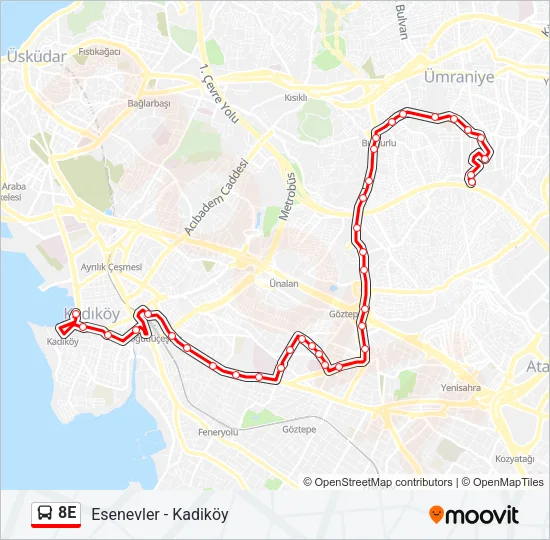 8E Bus Line Map
