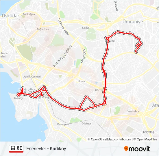 8E Bus Line Map