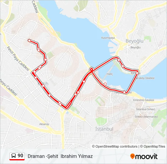 90 Bus Line Map