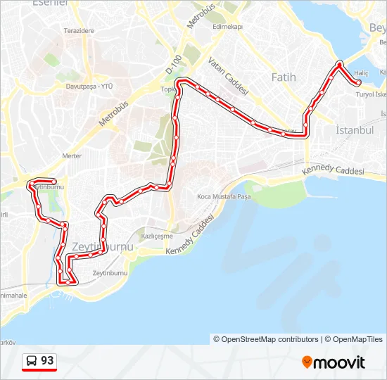 93 Bus Line Map