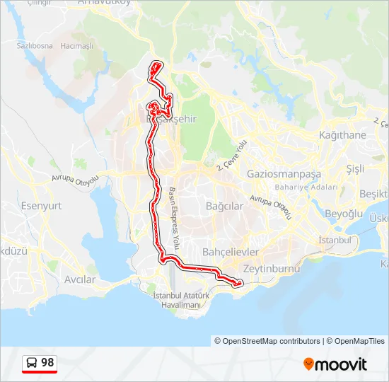 98 Bus Line Map