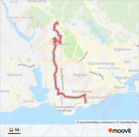 98 Bus Line Map