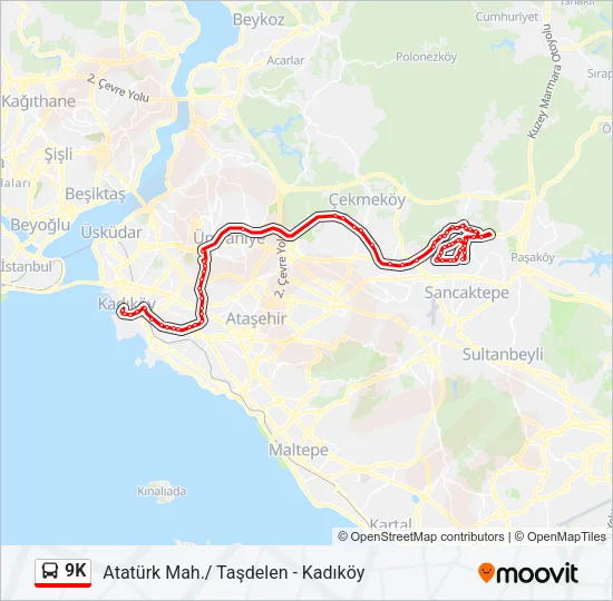 9K Bus Line Map