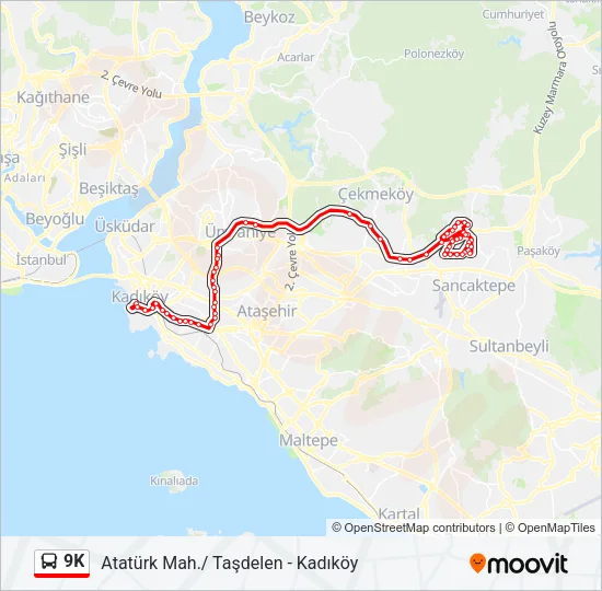 9K Bus Line Map