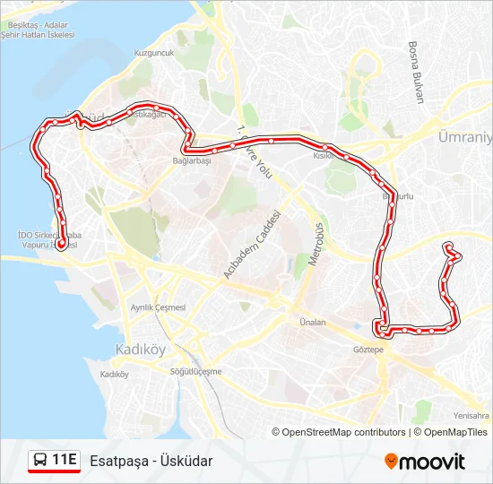 11E Bus Line Map