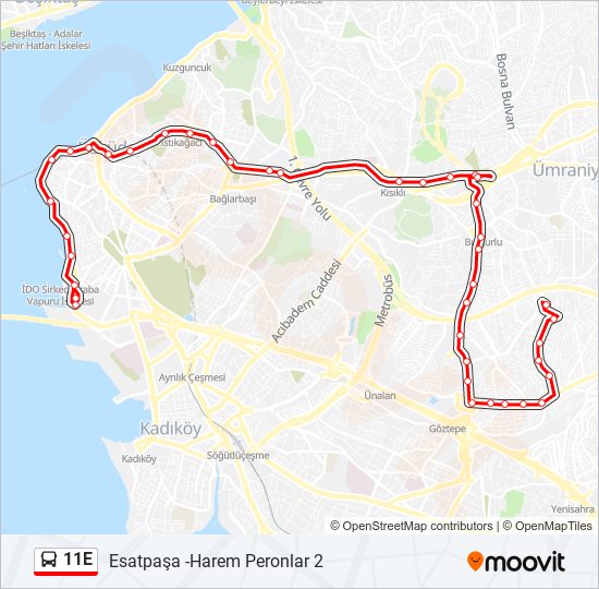 11E bus Line Map