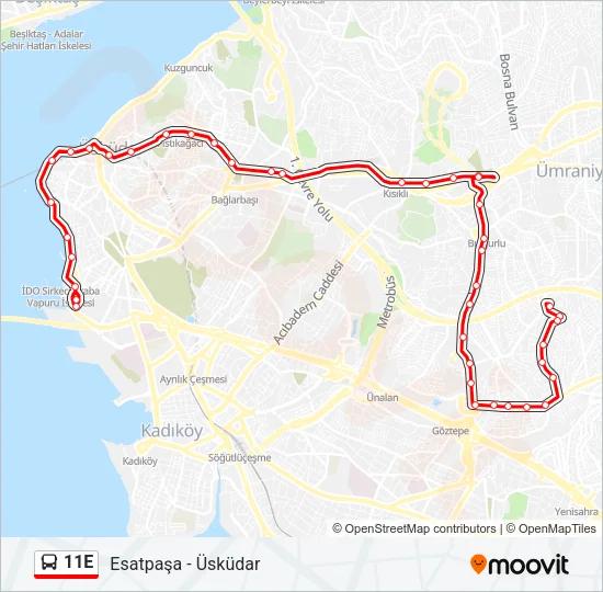 11E Bus Line Map