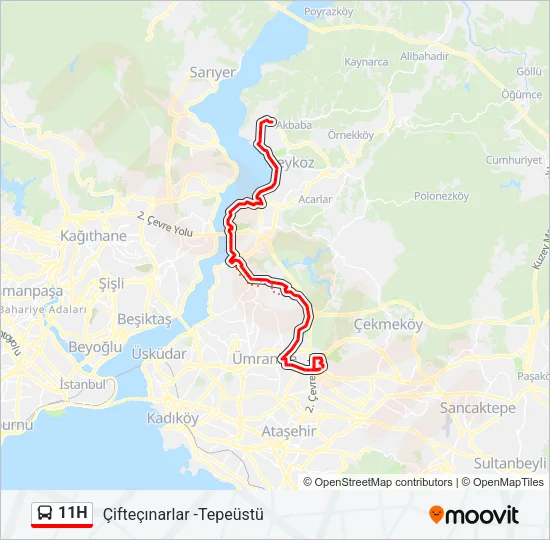 11H Bus Line Map