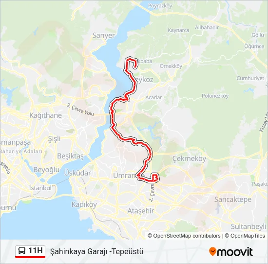 11H Bus Line Map