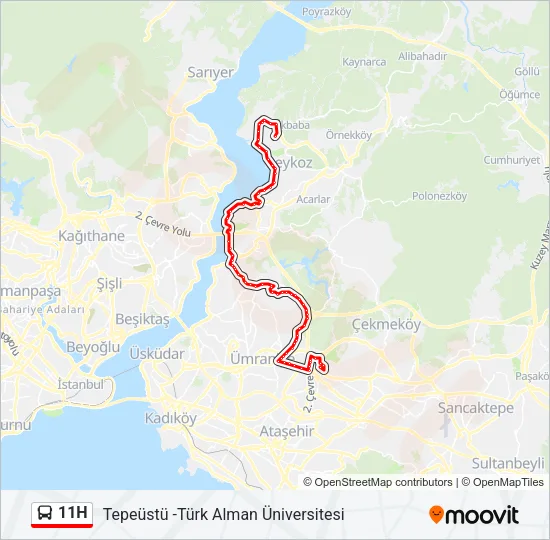11H Bus Line Map