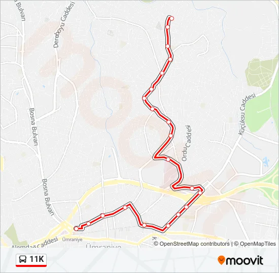 11K Bus Line Map