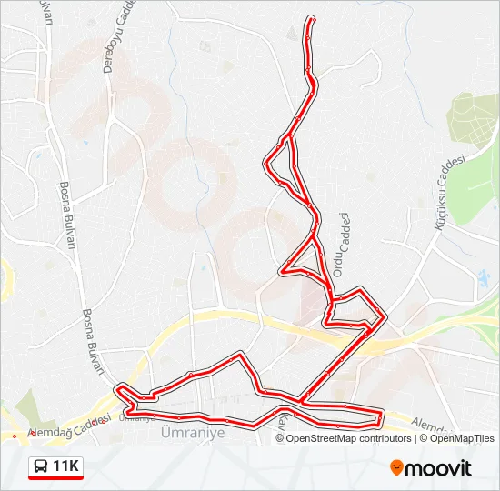11K Bus Line Map