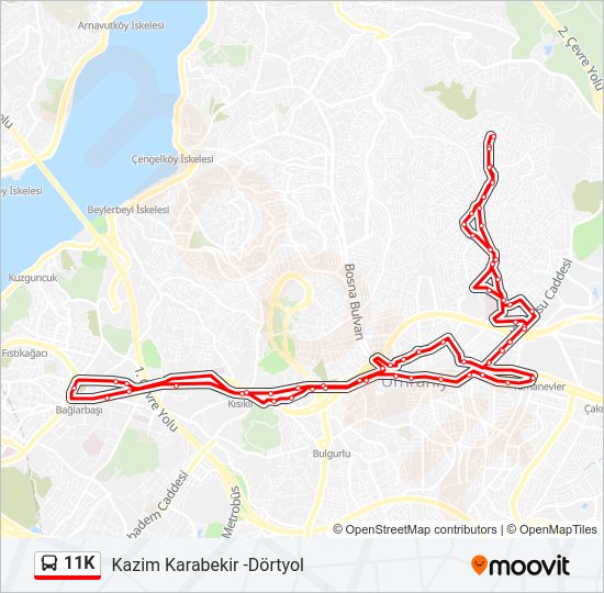 11K bus Line Map