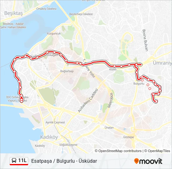 11L Bus Line Map