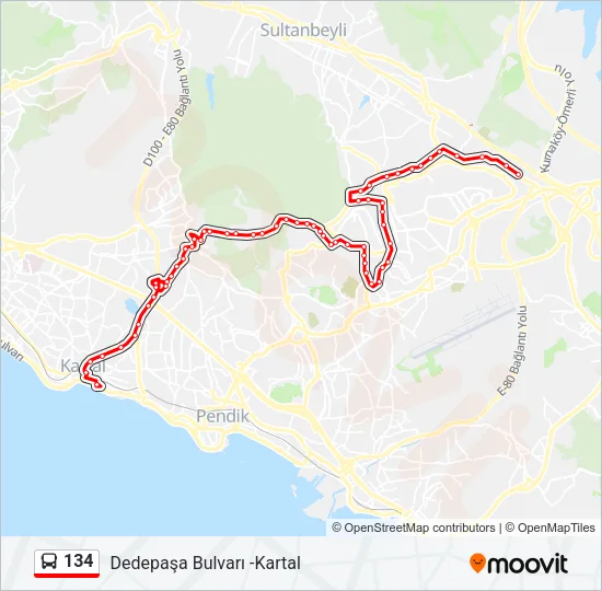 134 Bus Line Map
