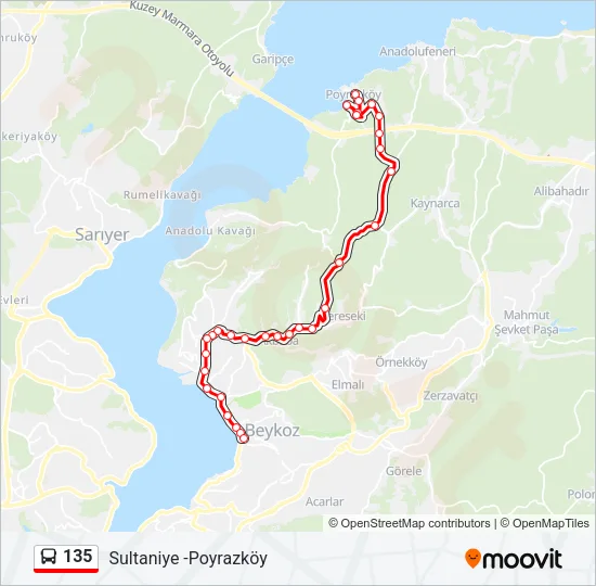 135 Bus Line Map