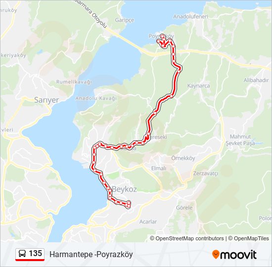 135 bus Line Map